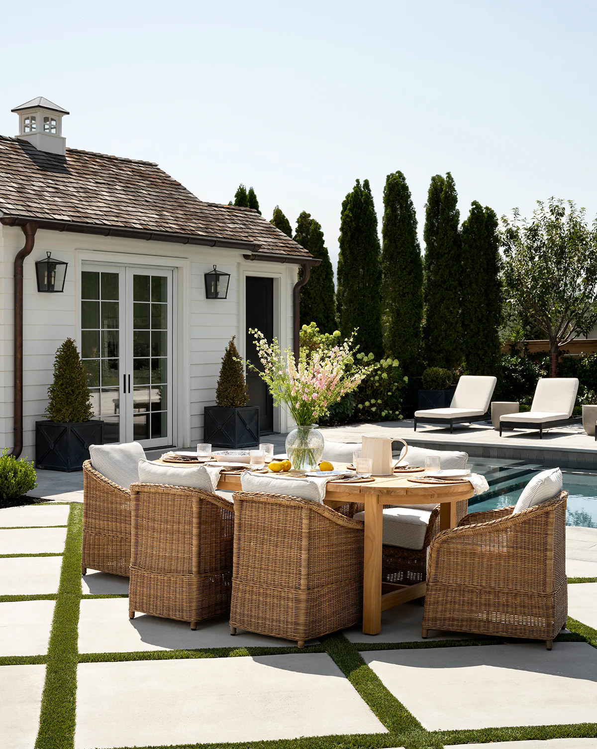 Haviland Outdoor Dining Chair with Perennials Taupe Stripe | McGee & Co. (US)