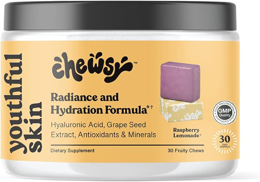 CHEWSY Youthful Skin, Fruity Chews Vitamins, Radiance & Hydration Formula, Hyaluronic Acid, Grape... | Amazon (US)