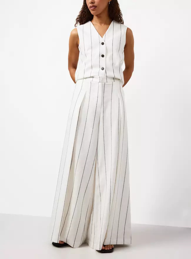 Buy White Stripe Linen Blend Wide Leg Co-ord Trousers 14L | Co-ords | Tu | Tu Clothing