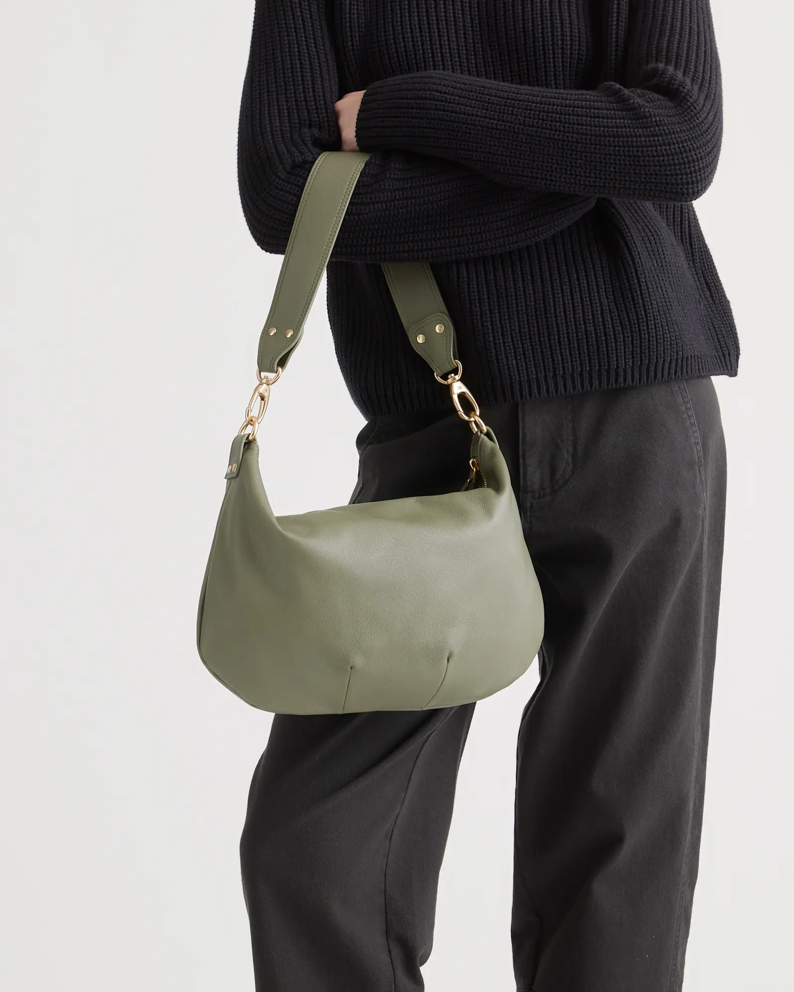 Italian Leather Convertible Crescent Shoulder Bag | Quince