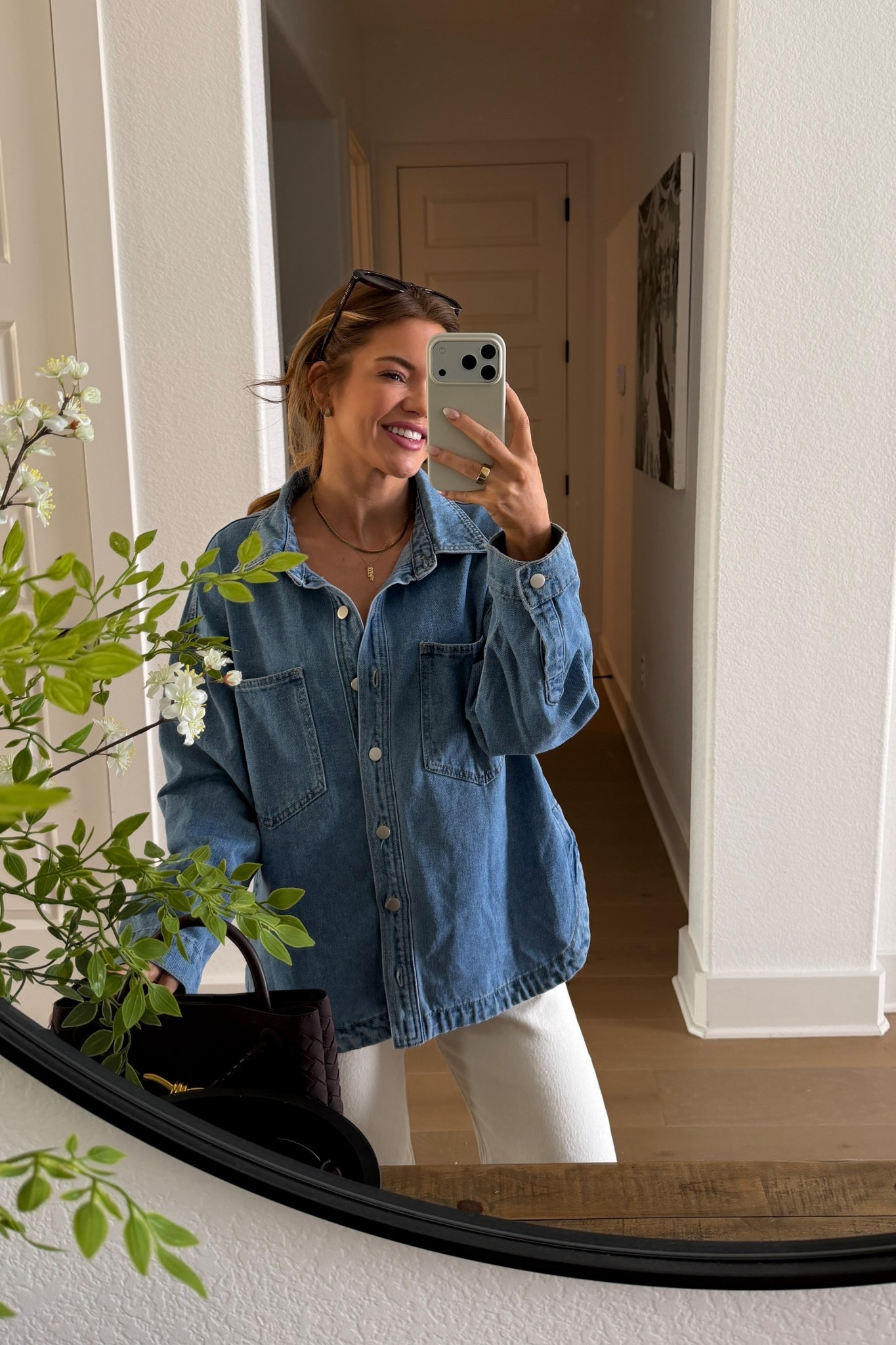 wearing a small in this amazon denim shirt jacket 