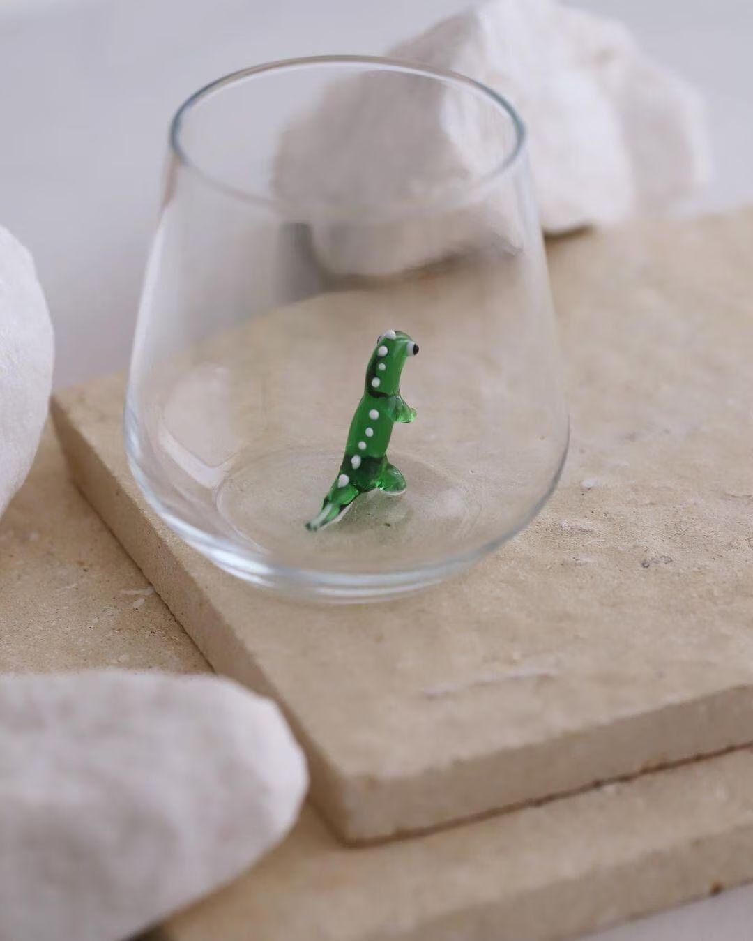 Drinking Glass With Handmade Tiny Dinosaur Figurine, Dinosaur Gifts, Minizoousa, Handmade Glasswa... | Etsy (US)
