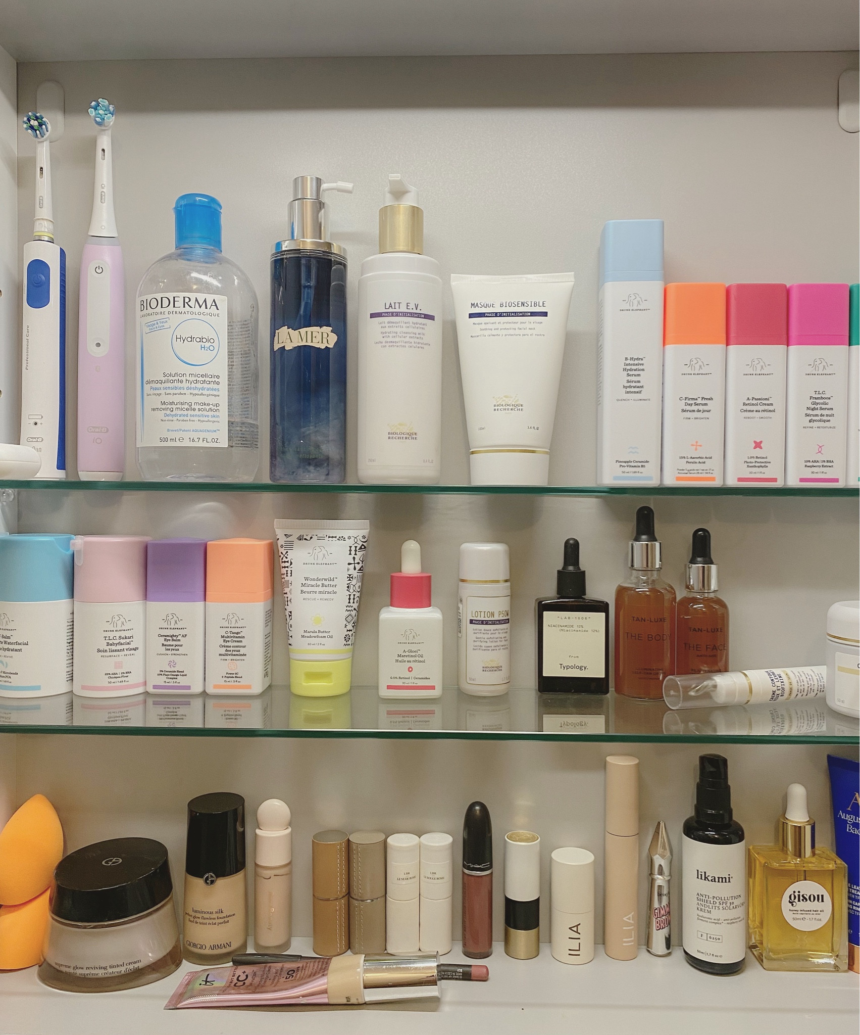 Shelfie situation 😋 

My favorites include Drunk Elephant, Biologique Recherche, Gisou, Armani Beauty (Luminous silk foundation ❤️), Rare Beauty, Tan Luxe and many more ☺️🎀

#LTKfindsunder100 #LTKbeauty #LTKxSephora