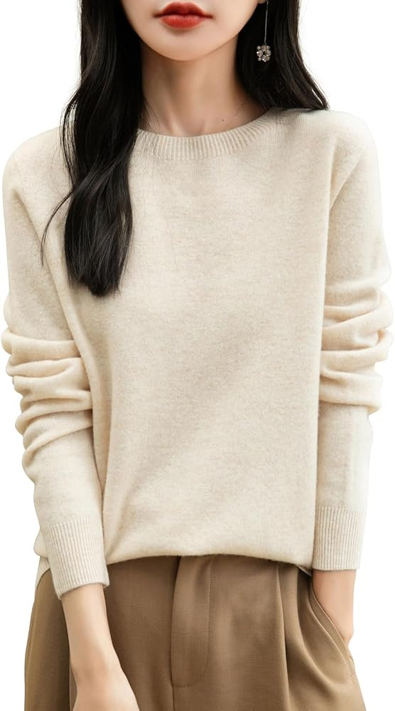 Women's 100% Merino Wool 2024 Fall Winter First-Line Ready to Wear Long Sleeve Seamless Knit Crew... | Amazon (US)