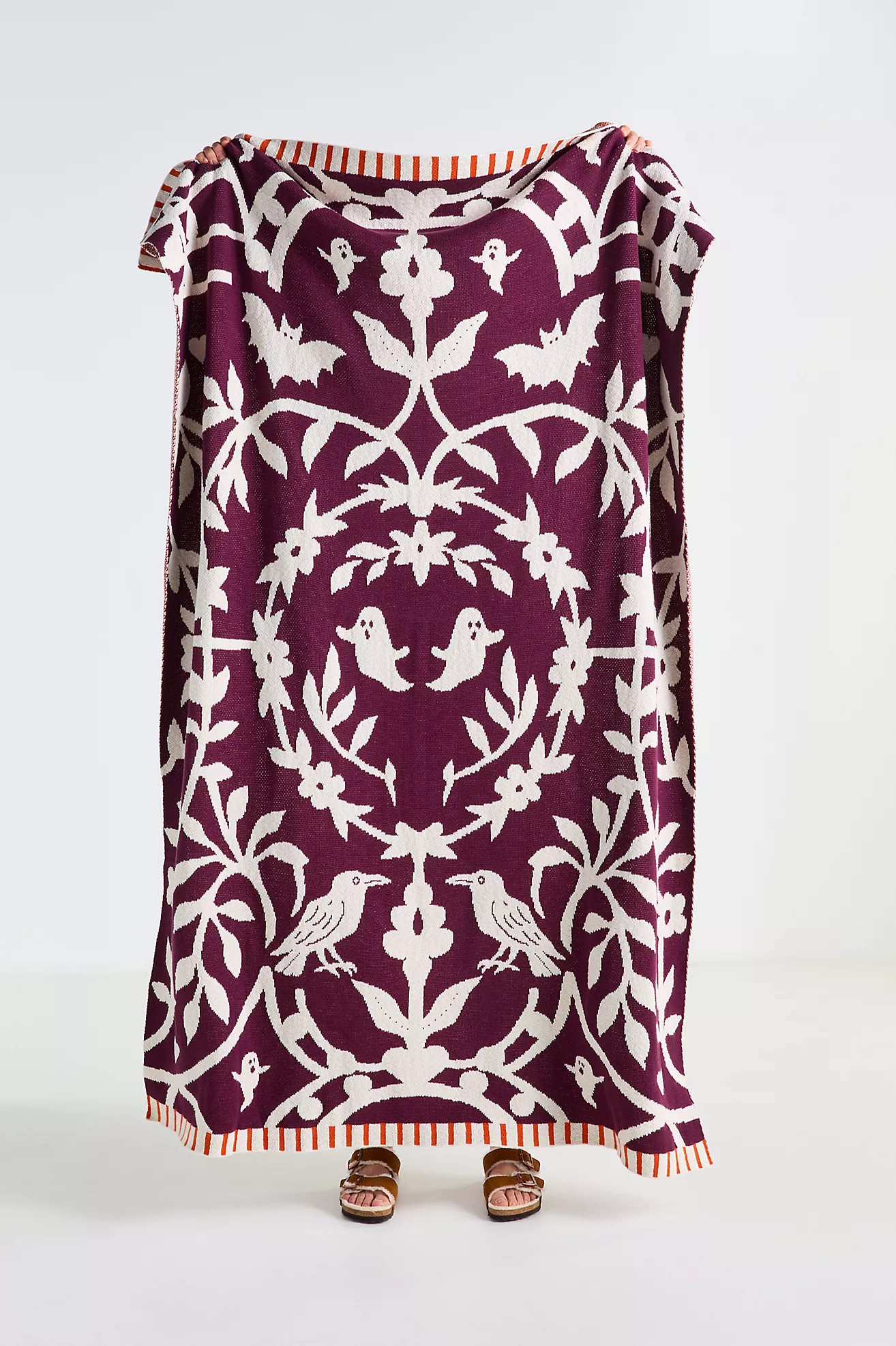 Cotton Spooky Garden Knit Throw Blanket | Anthropologie (US)