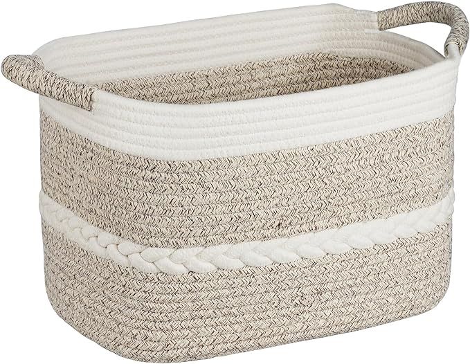 AivaToba Cotton Rope Basket, Storage Basket for Organizing, Toy Basket, 15”x10”x9.5” Decora... | Amazon (US)