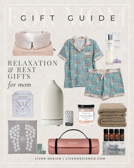 Mother's Day gift guide. Gift for mom. Gift for her. Bath and body. Relaxation gift. Sleep gift. Womens short pajama set. Pj set. Diffuser. Aromatherapy. Essential oils. Calm relaxing tea. Sleep mask. Bath salts. Weighted blanket. Yoga mat. Self-care. 

#LTKGiftGuide #LTKbeauty #LTKfindsunder100