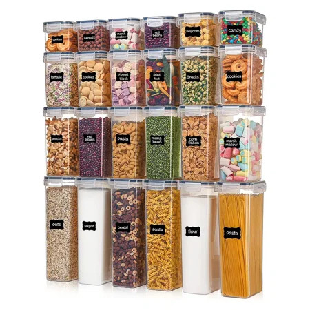 VIRSY 24pcs Airtight Food Storage Containers With Lids Plastic Kitchen And Pantry Canisters For Cere | Walmart (US)