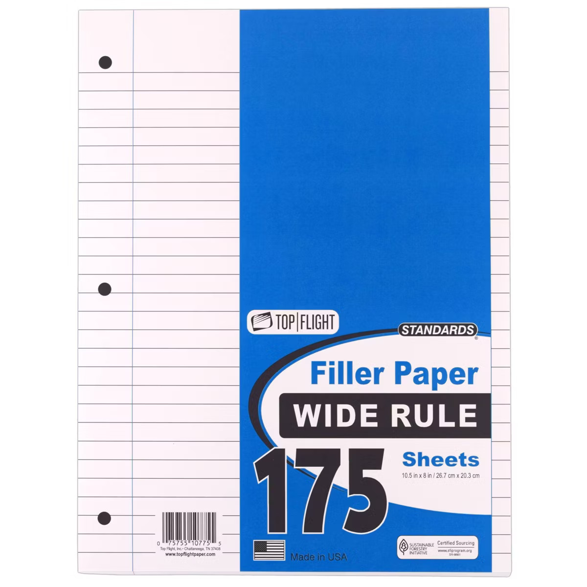 Top Flight 175 Sheet Wide Ruled Filler Paper White | Target