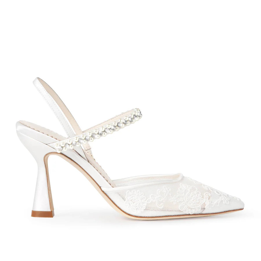 Daniela Lace Slingback Bridal Heels | Bella Belle Shoes