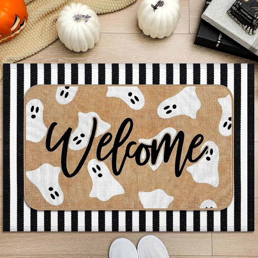 2 Pcs Halloween Doormats Spooky Ghost Welcome Outdoor Door Mats Layered Front Door Rugs Non Slip ... | Amazon (US)