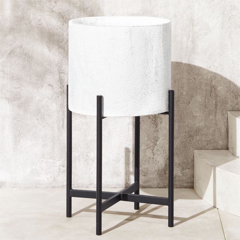 Fiore White Planter with Stand + Reviews | CB2 | CB2