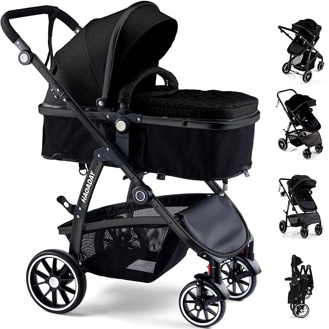 Baby Stroller, 2-in-1 Reversible Toddler Seat with Lie-Flat Mode, Foldable Infant Stroller with C... | Amazon (US)