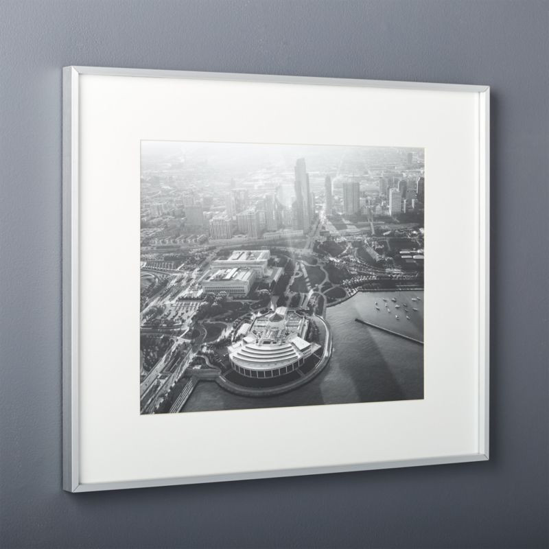 Gallery Brushed Silver Picture Frame with White Mat 16"x20" + Reviews | CB2 | CB2