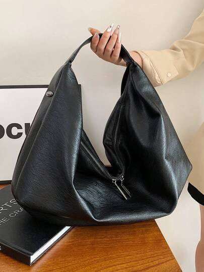Large Retro Style Hobo Bag Large Capacity PU Tote Bag Women's Casual Shoulder Bag Armpit Bag With... | SHEIN
