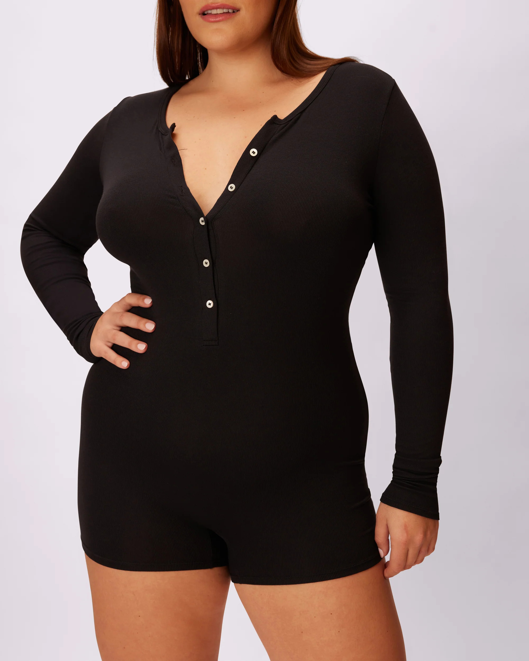 Vintage Rib Longsleeve Playsuit | Lush Rib | Parade