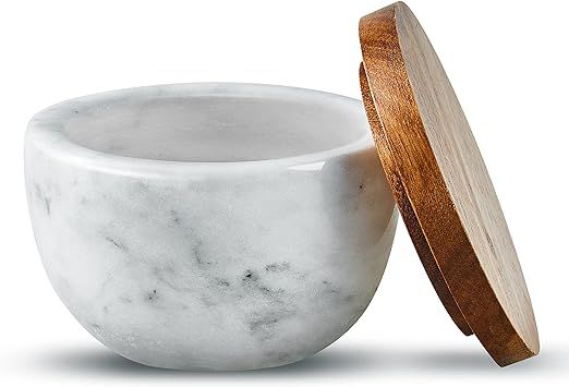MarcZero Large Salt Box Spice Seasonings Keeper Pepper Container,Marble Base with Wooden Cover,Sa... | Amazon (US)