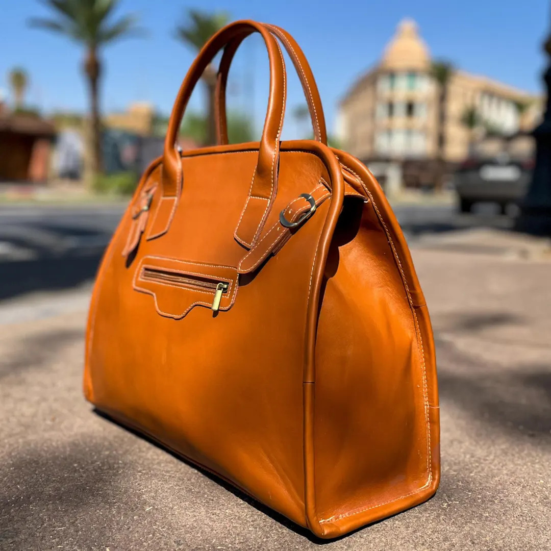 Full Grain Leather Duffel Bag, Large Travel Satchel, Cognac Weekend Overnight, Stylish Daily Use ... | Etsy (US)