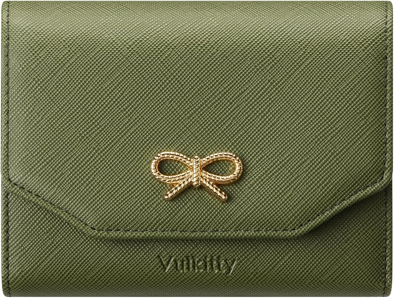 Vulkitty Womens Wallet with Golden Ribbon Decoration RFID Blocking Tri-fold Wallet Credit Card Ho... | Amazon (US)