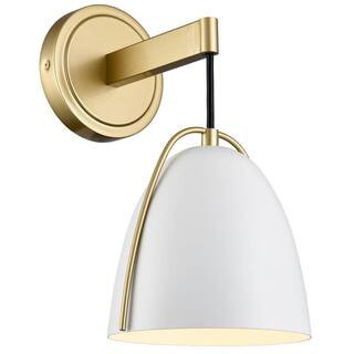 7.09 in. 1 light Gold Modern Wall Sconce with Glass Shade | The Home Depot