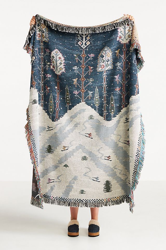 Jacquard-Woven Snowscape Throw Blanket | Anthropologie (US)