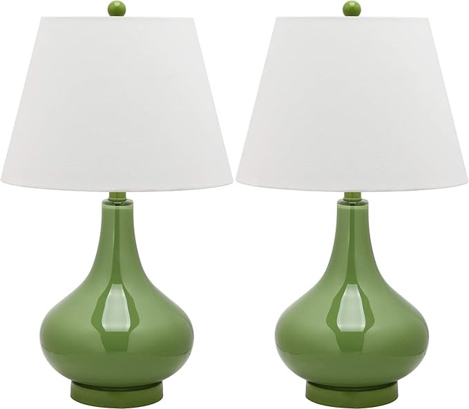 SAFAVIEH Lighting Collection Amy Modern Contemporary Fern Green Gourd Glass 24-inch Bedroom Livin... | Amazon (US)