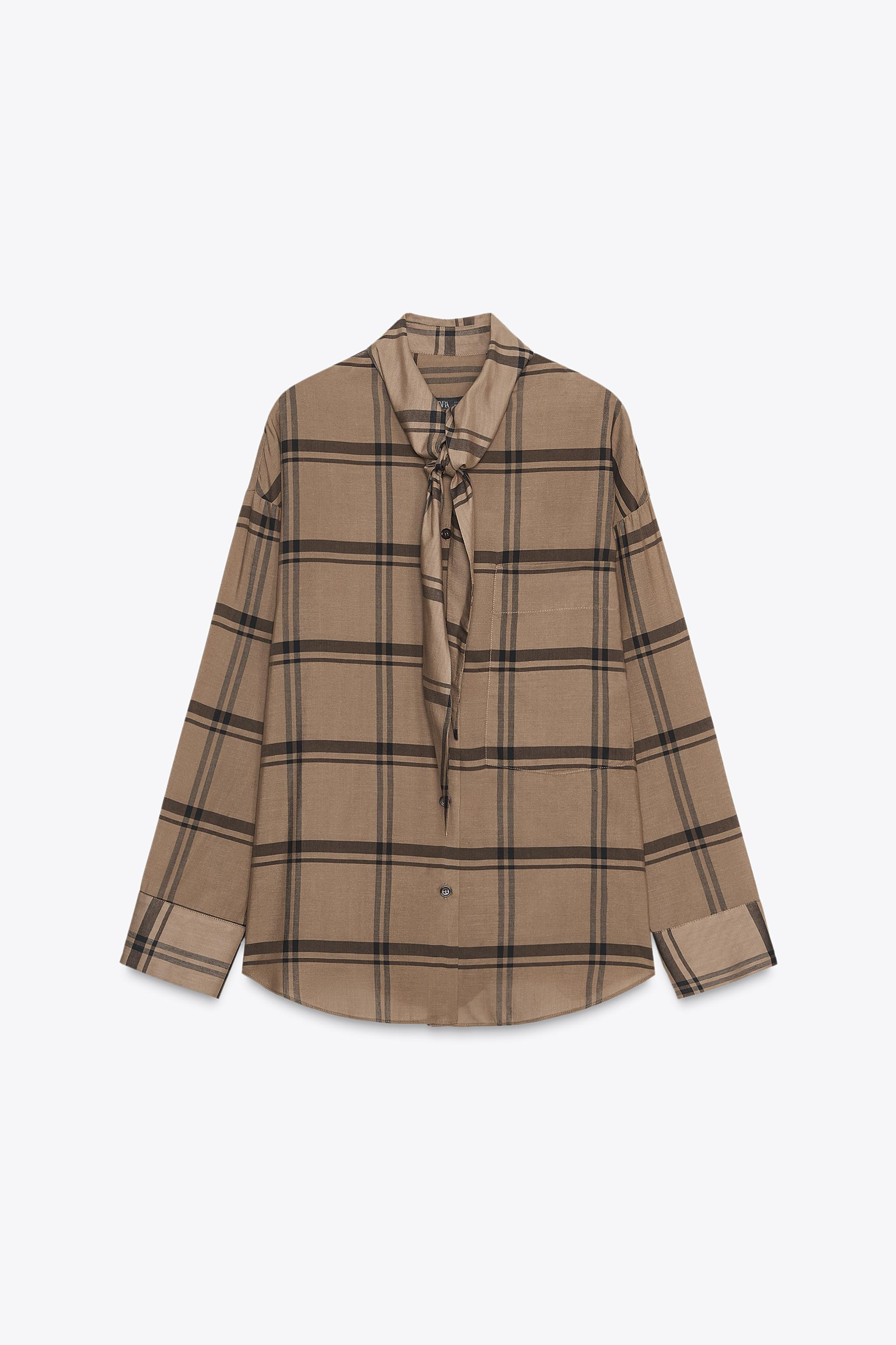 PLAID SCARF COLLAR SHIRT ZW COLLECTION | Zara US