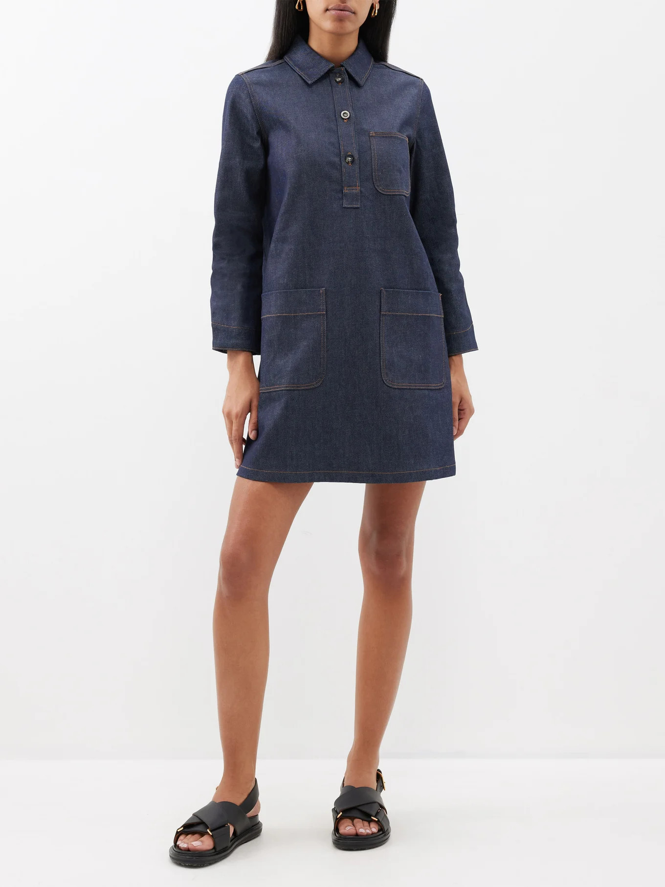 Aurelia patch-pocket denim dress | A.P.C. | Matches (US)