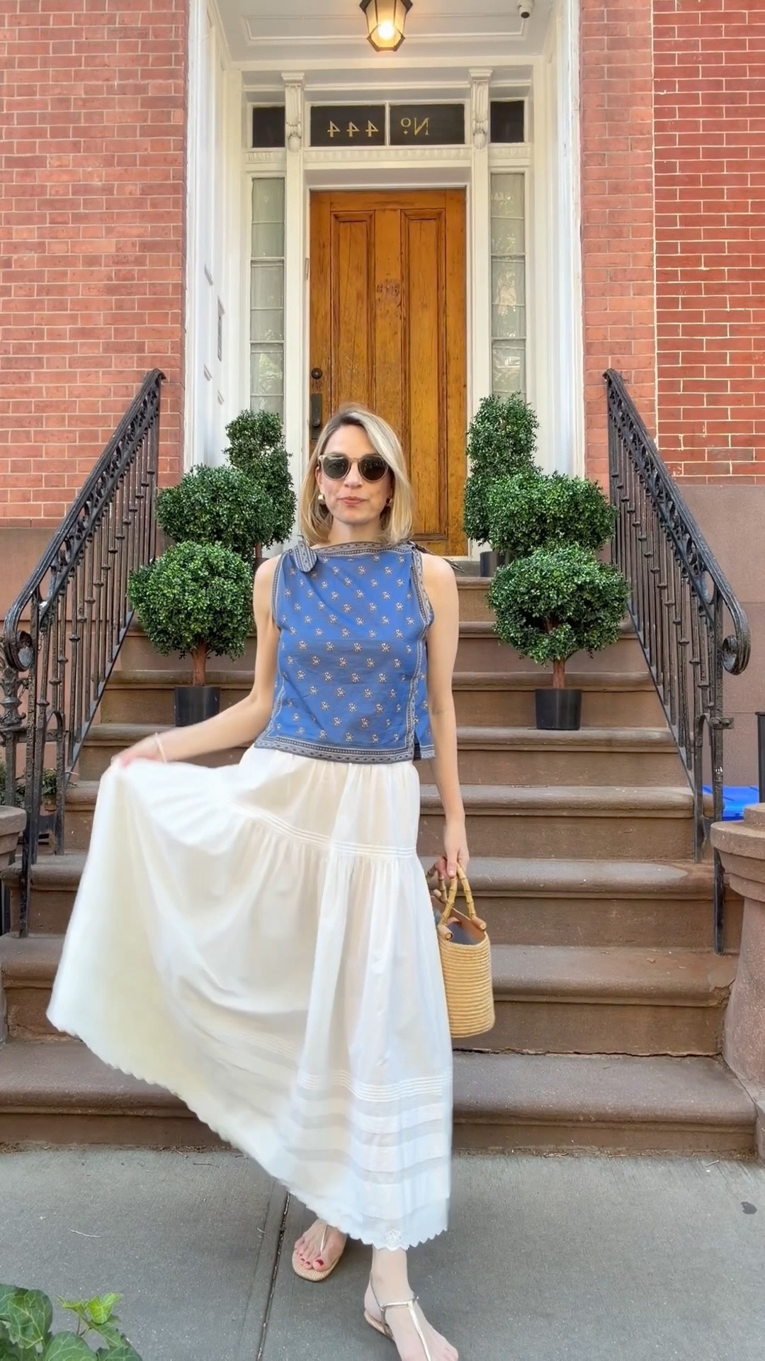 An easy and casual summer outfit to wear that is still elevated. Both the tie-shoulder top and white tiered skirt are lightweight - great way to beat the heat. Wearing a small in the skirt and an XS in the top

#LTKgrwm #LTKootd #LTKTravel