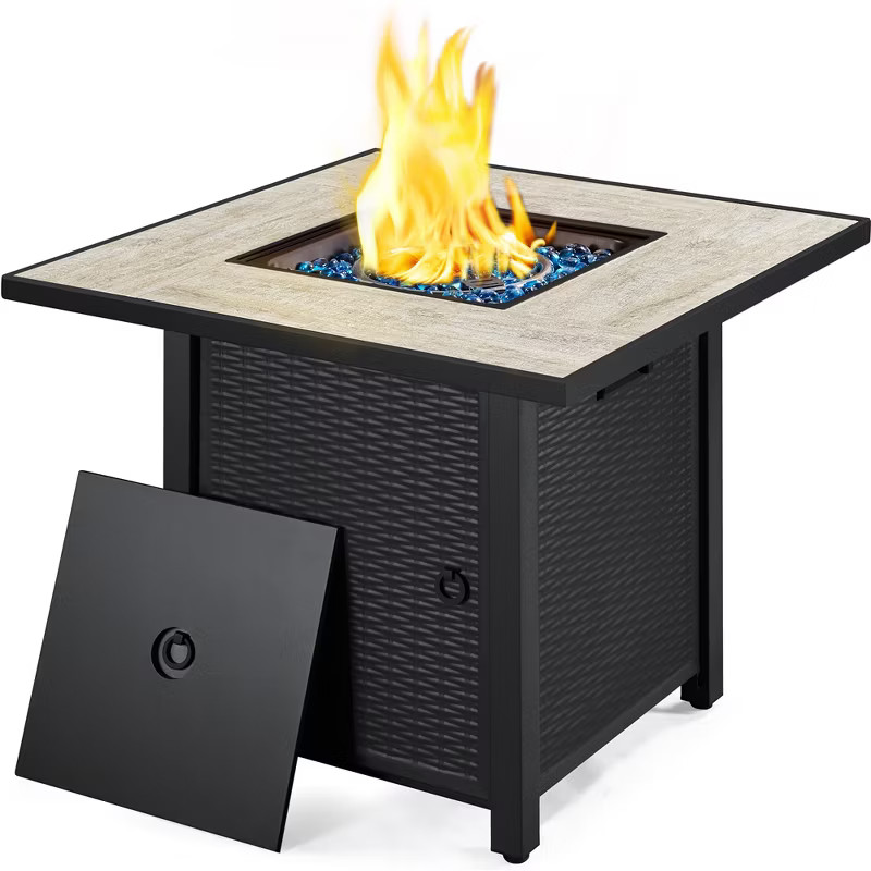 Yaheetech Gas Fire Pit Table Square with Ceramic Tabletop Outdoor | Target