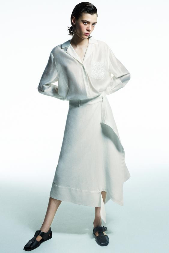 ZW COLLECTION EMBROIDERED POCKET SHIRT | Zara UK