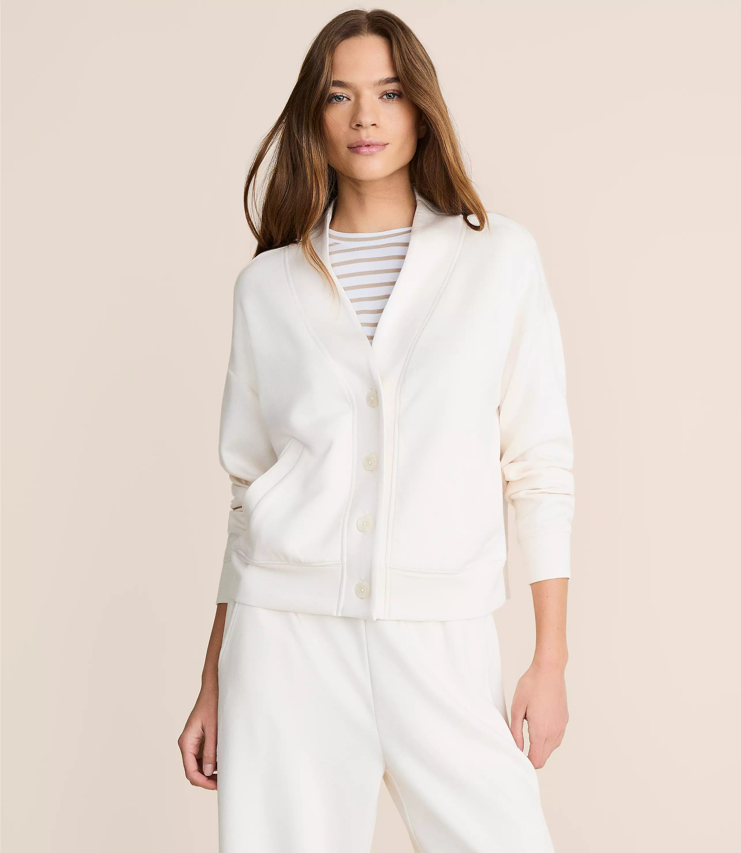 Lou & Grey Scubasoft V-Neck Pocket Cardigan | LOFT