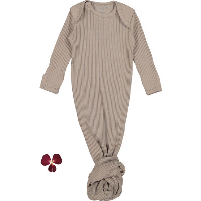 The Ribbed Baby Gown, Taupe | Maisonette