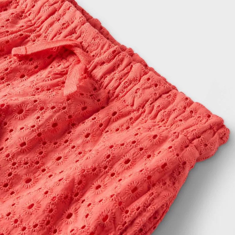 Toddler Girls' Eyelet Pull-On Shorts - Cat & Jack™ Coral 12M | Target
