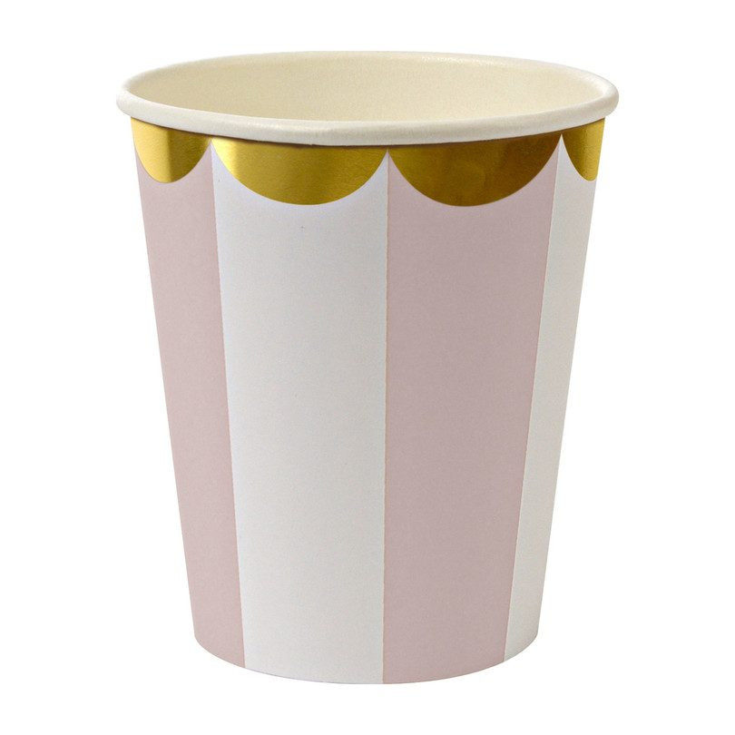 Dusty Pink Fan Stripe Cups | Maisonette