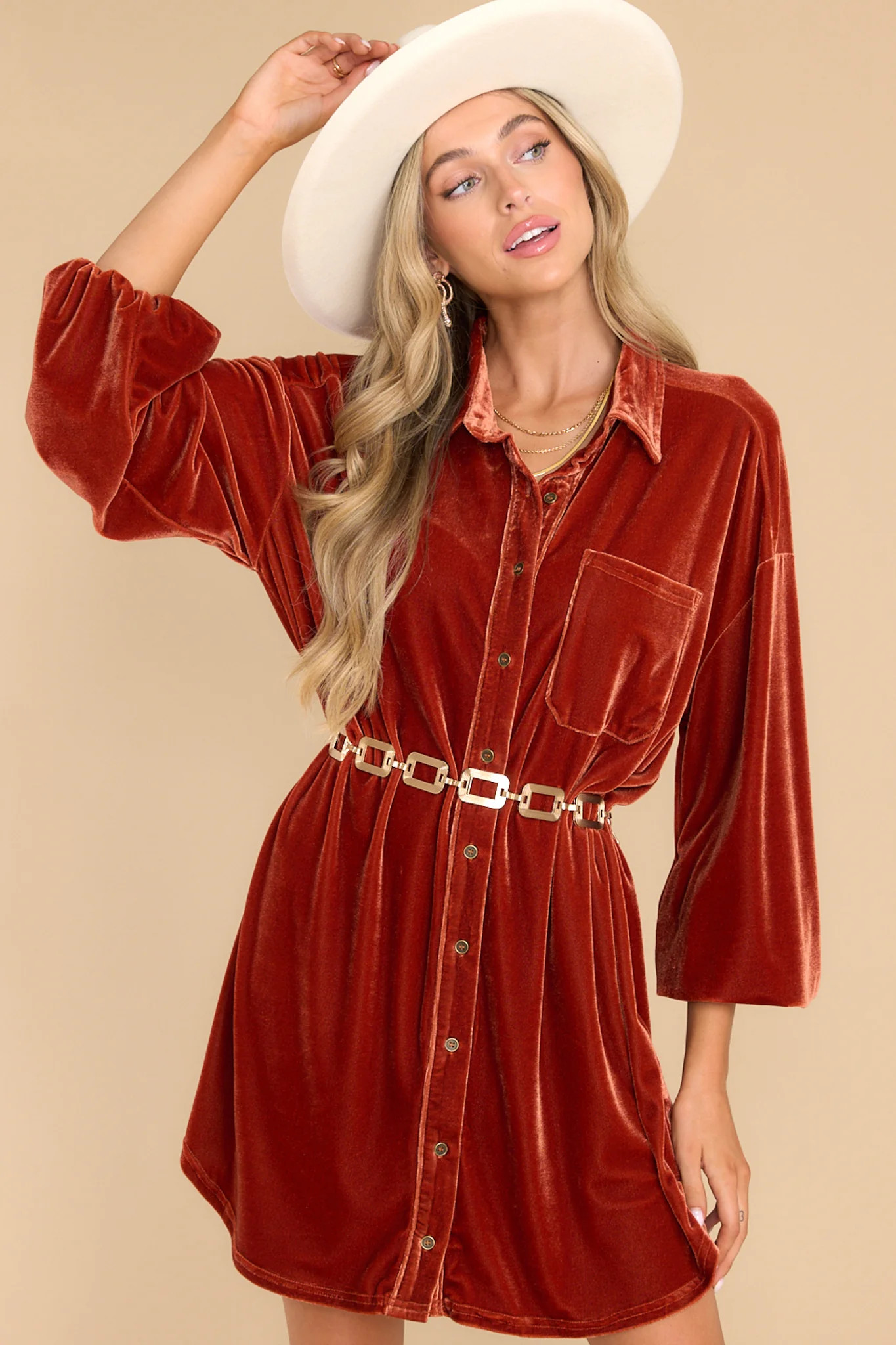 Sure To Impress Light Rust Dress | Red Dress 