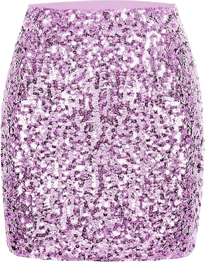 MANER Women's Sequin Skirt Sparkle Stretchy Bodycon Mini Skirts Night Out Party | Amazon (US)