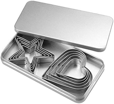 Xueerde 10Pcs Cookie Cutters Set Stainless Steel Biscuit Cutter Love Heart Shape and Star Shape B... | Amazon (US)