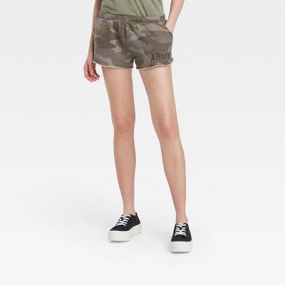 Women's Army Graphic Jogger Shorts - Camo | Target