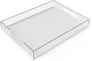 Allhercom Acrylic Serving Tray (12x16x2Inch) with Handles-Spill Proof-Clear Decorative Tray for A... | Amazon (US)