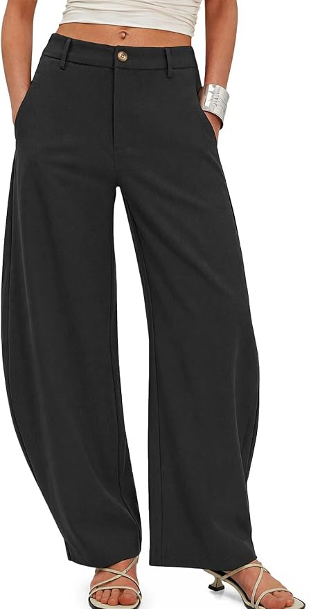 Cicy Bell Womens Barrel Dress Pants High Waisted Wide Leg Work Trousers | Business Casual Flowy P... | Amazon (US)