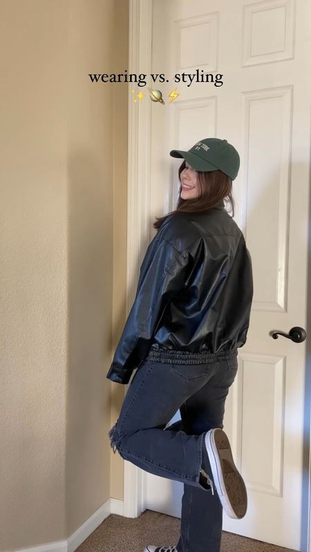 Wearing vs styling!🫶

Sizing:
- jacket runs super oversized, wearing a medium but wish I got a small
- jeans are true to size, wearing a 4
- size down 1/2 in shoes
- size up in top if you have a larger bust, wearing a medium

Black leather jacket outfits / black jeans outfits / dad hat outfits / baseball cap outfits / baseball hat outfits / converse outfits / streetwear outfits / Neutral fashion / neutral outfit / Clean girl aesthetic / clean girl outfit / Pinterest aesthetic / Pinterest outfit / that girl outfit / that girl aesthetic / college fashion / college outfits / college class outfits / college fits / college girl / college style / college essentials / amazon college outfits / back to college outfits / back to school college outfits / college tops / trendy outfits


#LTKfindsunder100 #LTKfindsunder50 #LTKstyletip