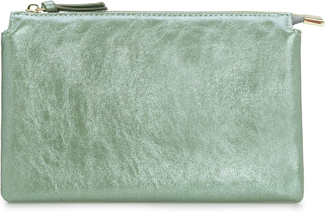 PU Leather Clutch for Women Evening Bag Chain Strap Shoulder Bag Crossbody Purse with Double Comp... | Amazon (US)