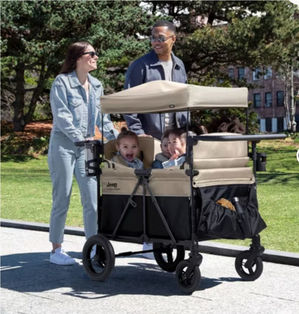 SALE ALERT!! 
Grab this amazing 4 seater quad stroller wagon at 20% off right now, for a limited time! The seats are convertible, so they can face forward, backwards, inwards, outwards in different directions or be removed to carry gear. The wagon has amazing sunshades for protection and a push pull option. Plus a cup holders and a snack tray for the kids and two cupholders and TONS of storage for parents. Well-made, and beautiful to look at, with shock absorbing puncture-proof 8-inch front wheels and 12-inch back wheels. Take advantage of this deal!! 
Mom. Kids. Toddler. Baby. Infant. Travel. Dad. Strollers. Multiples. Twins. Discount. Baby Registry. Savings. Seasonal. Spring. Summer. All Terrain  