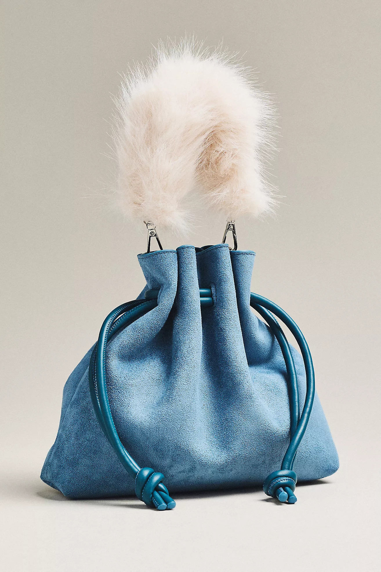 Cinched Suede Faux Fur Bucket Bag | Anthropologie (US)
