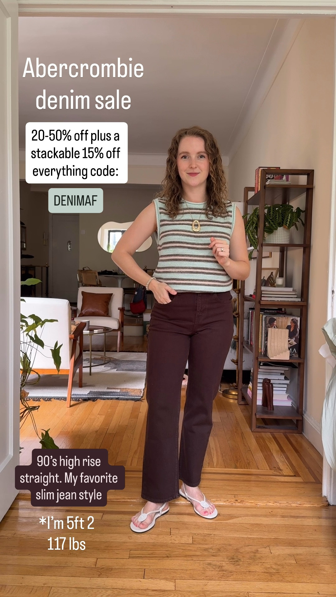Abercrombie denim sale. Everything on stackable sale code DENIMAF. 90s high rise straight curve love. Wearing size 25 short (I’m 5ft 2 117 lbs)

#LTKPetite #LTKSaleAlert