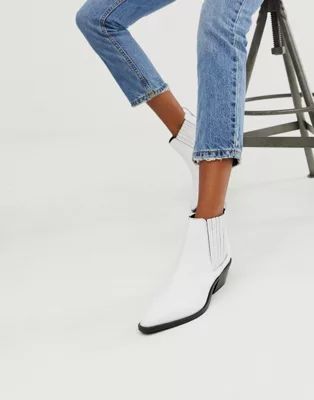 ASOS DESIGN Adelaide leather western chelsea boots in white | ASOS US