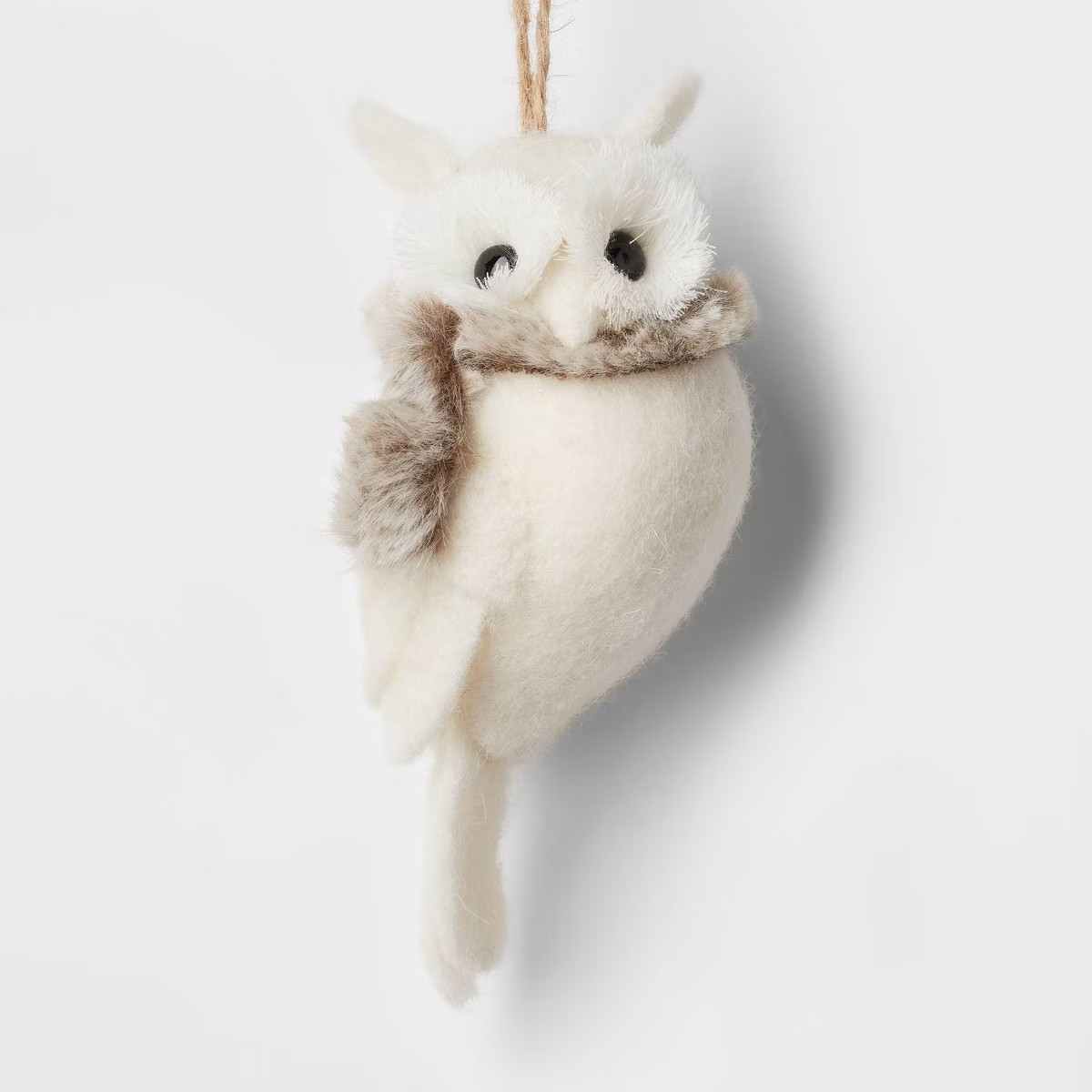 Boiled Wool Owl Wearing Scarf Christmas Tree Ornament White - Wondershop™ | Target