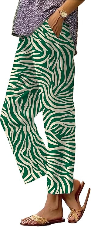 Summer Linen Pants for Women Casual Wide Leg Pants Plus Size Palazzo Pants Drawstring Elastic Wai... | Amazon (US)