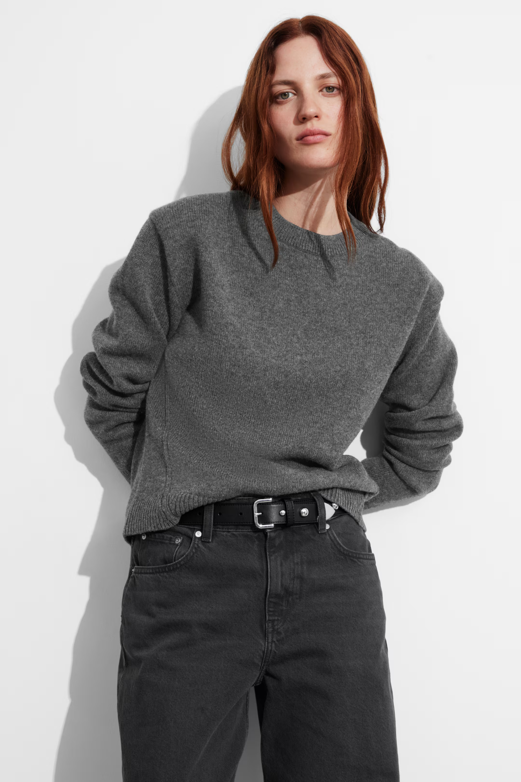 Padded-Shoulder Merino Jumper | H&M (UK, MY, IN, SG, PH, TW, HK)